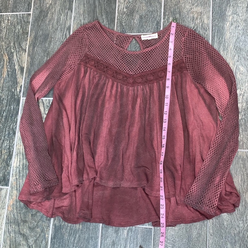 Altar’d State Mesh Top Tye Dye Burgundy Oversized Blouse  - Sold in Live Show - Picture 10 of 10